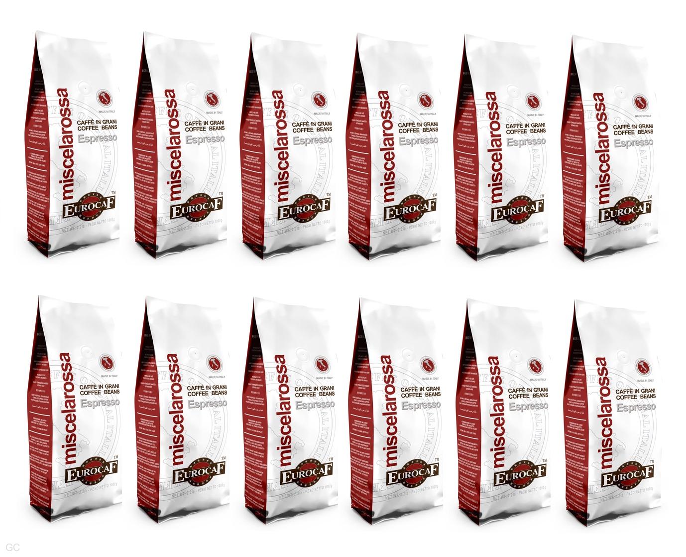 Eurocaf Miscela Rossa - 12x 1kg, zrnková káva